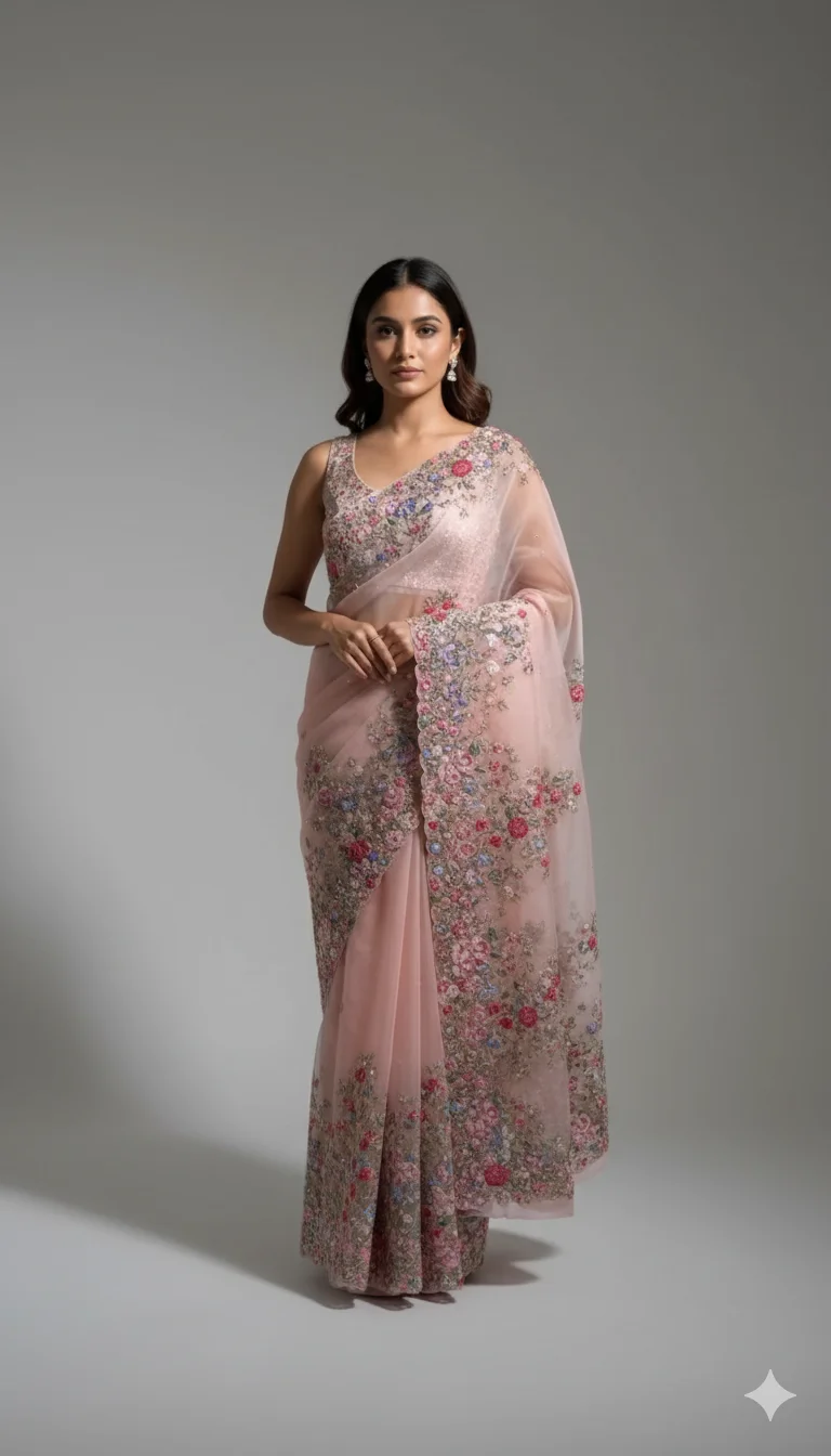 New Party Wear Faux Georgette Padding Heavy Sequence Work Bollywood Style Saree