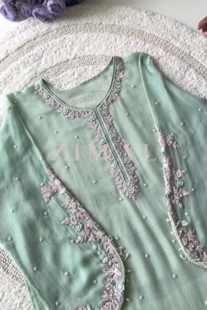 Sensational Embroidered Pakistani Grey Dress – Ready to Wear Elegance