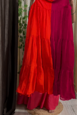 Pure Roman Silk Chanderi Fully Flared Anarkali Set with Dupatta & Pant
