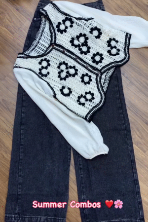 Women’s Crochet Mixed Fabric Top – Boho Elegance Meets Everyday Chic