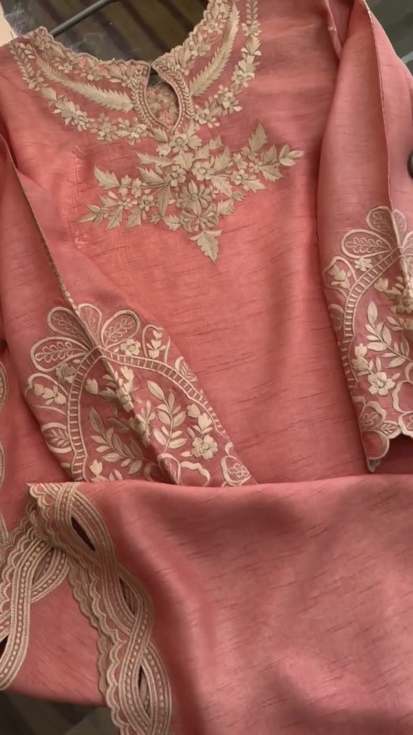 Roman Kurti 3-Piece Handwork Stylish Set with Fancy Dupatta & Full Sleeves Handwork