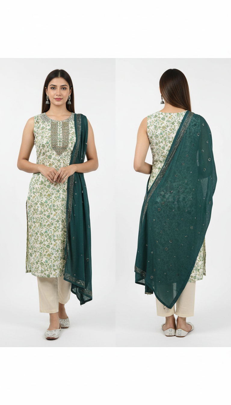 Elegant Everyday Ethnic Women’s Kurti Pant Dupatta Set