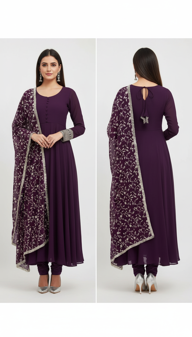 Anarkali Gown with Dupatta Set – Affordable Festive Dress for Women