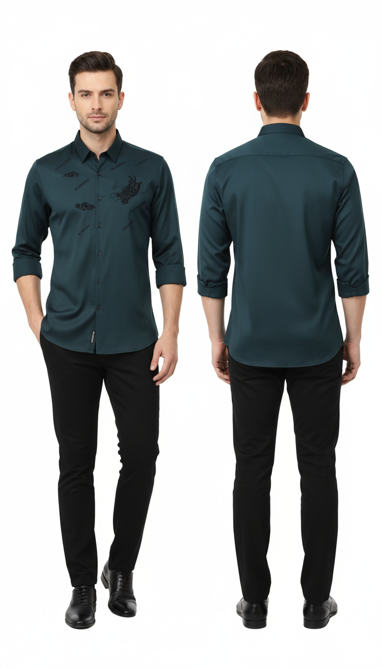 Men’s Solid Spread Collar Party Shirt – Elegant & Stylish Party Wear