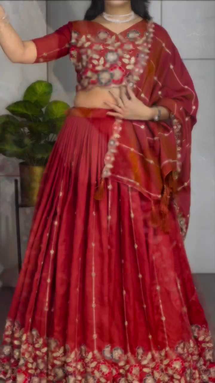 Embroidered Thread Work Ready to Wear Lehenga & Blouse With Dupatta - Image 16