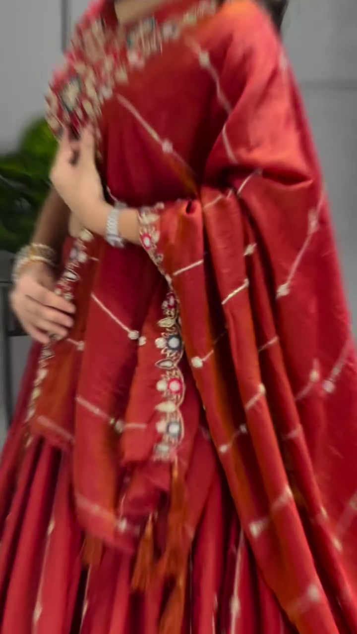 Embroidered Thread Work Ready to Wear Lehenga & Blouse With Dupatta - Image 6