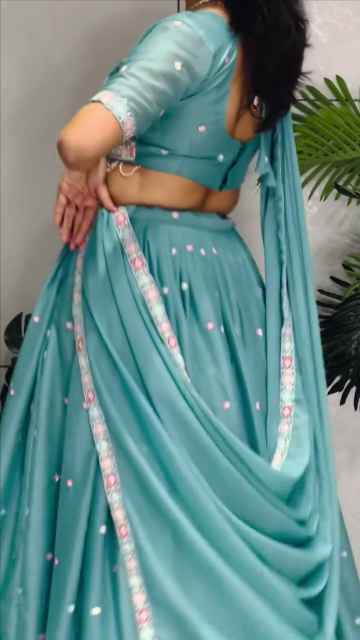 Embroidered Semi Stitched Lehenga Choli - Image 11