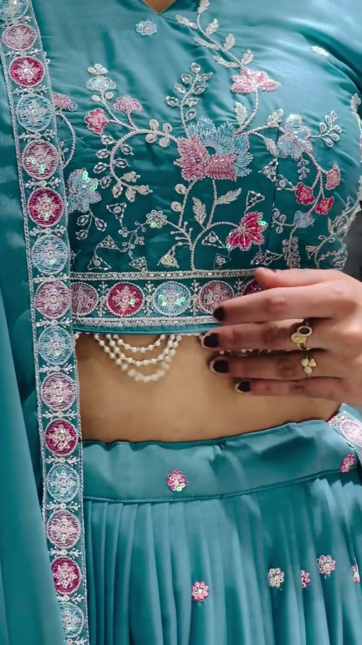 Embroidered Semi Stitched Lehenga Choli - Image 9