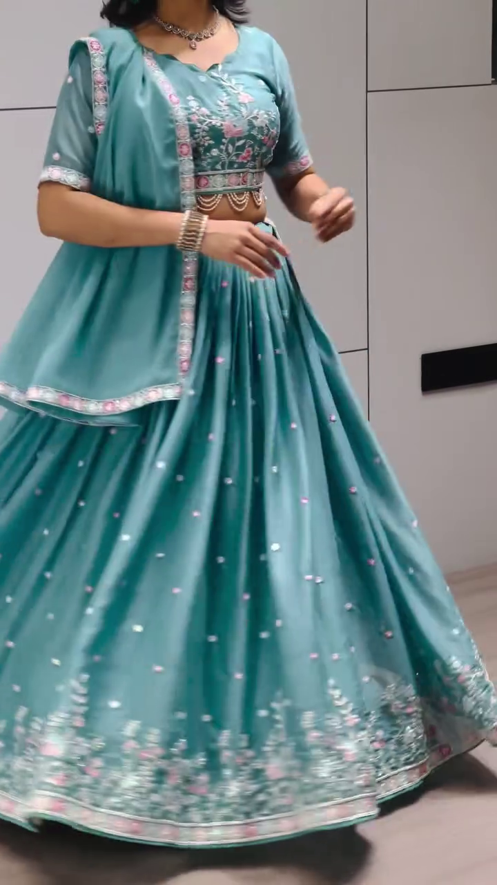 Embroidered Semi Stitched Lehenga Choli - Image 6