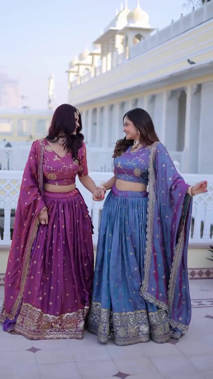 SILK LEHENGA CHOLI WITH ZARI EMBROIDERED WORK B