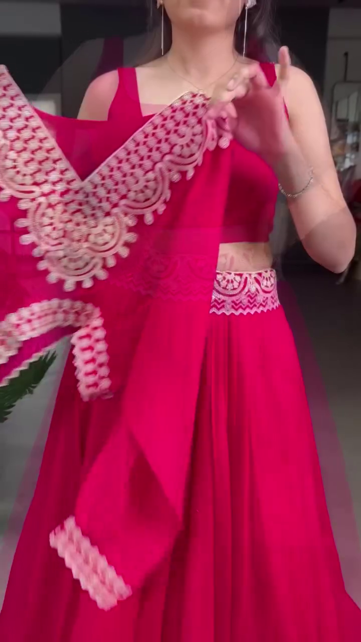 Embroidered Thread Work Semi-Stitched Lehenga - Image 19