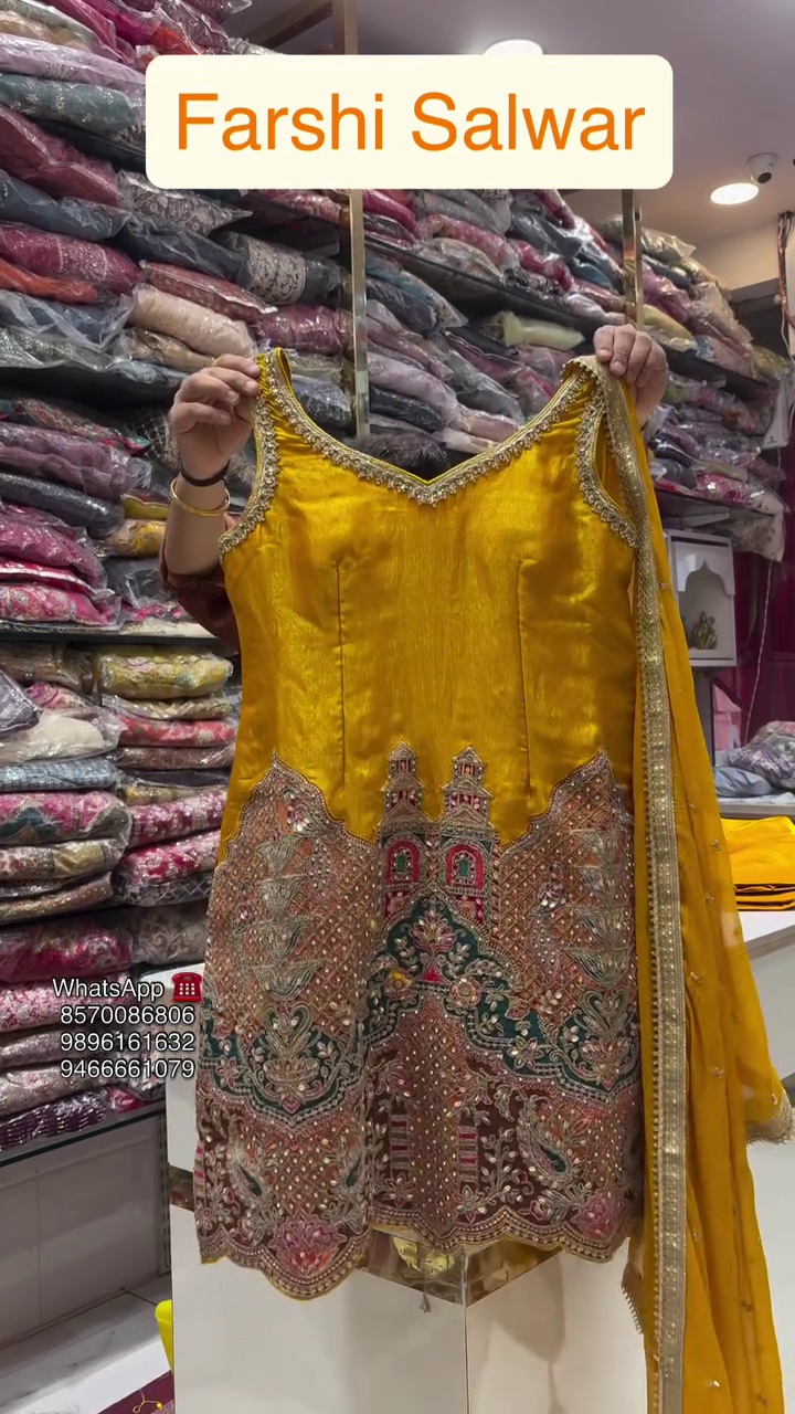 yellow blue pink haldi mehendi Shrug dress