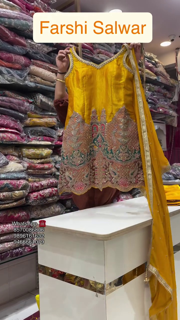 yellow blue pink haldi mehendi Shrug dress - Image 3