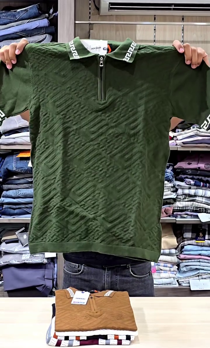Marr Knitted Zipped Polo Shirt Navy - Image 7