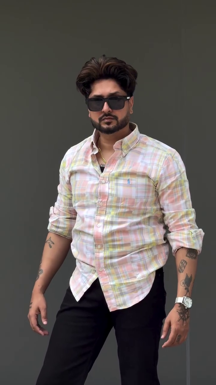 Men Checked Spread Collar Cotton Casual Shirt - Image 6