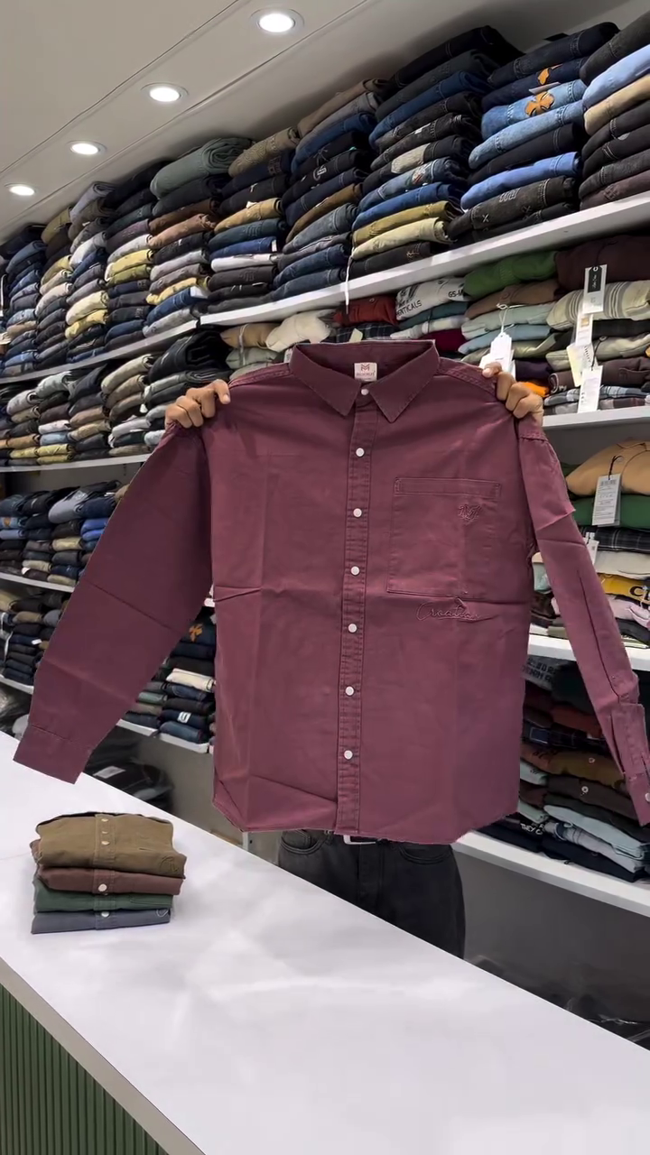 Men Slim Fit Solid Spread Collar Pure Cotton Casual Shirt