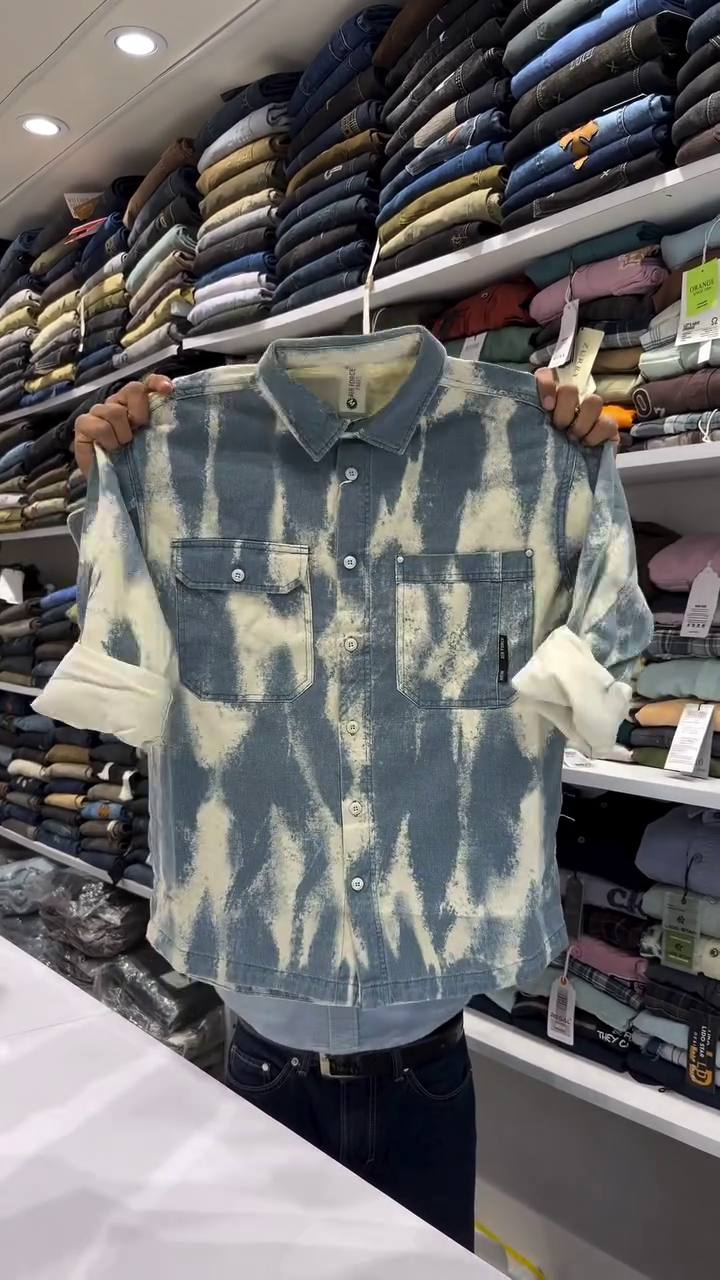Men Dyed Spread Collar Cotton Casual Shirt - Image 5