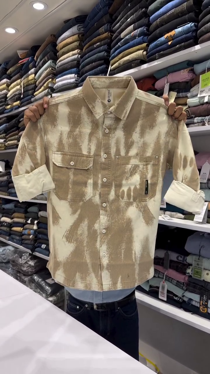 Men Dyed Spread Collar Cotton Casual Shirt - Image 3